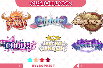 design cute anime vtuber logo and branding for twitch streamers