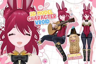 design 3d vtuber model with rigging for vroid vrchat and vrm in blender
