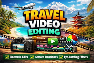 do cinematic travel video editing, vlog, drone footage