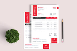 design professional invoice, letterhead, receipt, price list