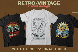 do create retro vintage t shirt design for you