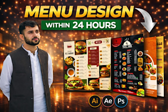 design a professional restaurant menu and menu board