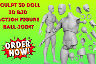 sculpt 3d bjd toy doll articulated model, action figure for 3d printing