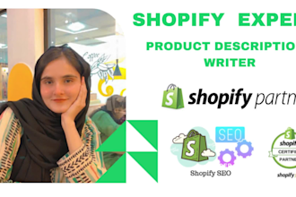 do ecommerce advance shopify seo and write shopify descriptions