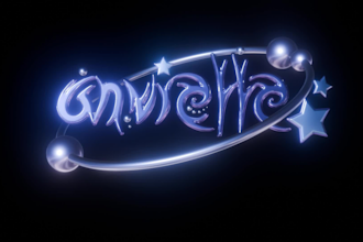 do y2k style 3d typography with a bracelet around your text, animation possible