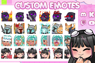 draw custom twitch emotes, chibi emotes, animated emotes, vtuber for stream