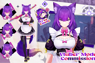 design and rigging vtuber model live2d anime style for stream