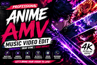 create perfect anime music video amv, anime edit, 2d music video amv edit