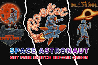custom design space astronaut for tshirt mascot merchandise