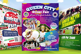 design awesome kids camp flyer, event festival flyer poster