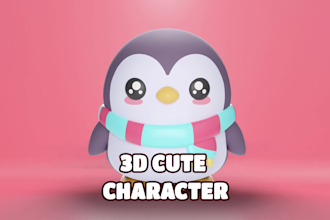 model 3d cute animal character