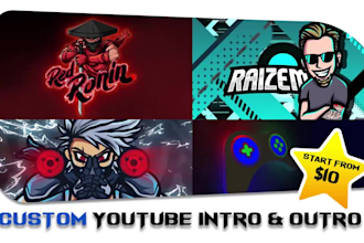 make a custom youtube animated video intro and outro