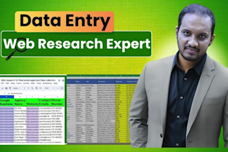 do web research, data collection, type mining and clean excel with full accuracy