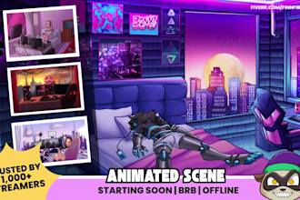 create lofi animation for vtuber and streamer starting soon brb offline