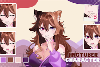 draw cute pngtuber for your stream avatar on twitch and youtube