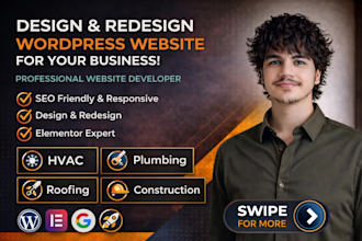 design or redesign hvac, plumbing, roofing and contractor websites
