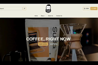 design a subscription box coffee shopify store coffee website, coffee store