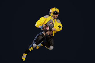 3d cyberpunk, sci fi realistic 3d game ready character cyborg armor, 3d assets
