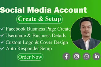 create, setup and manage facebook business page and social media accounts