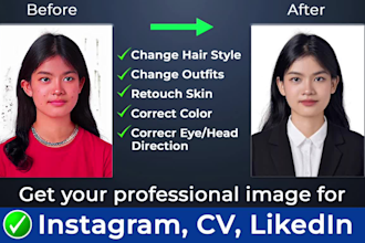 retouch your headshot photo for resume, linkedin, CV