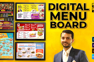 design animated digital menu board and modern menu for tvs