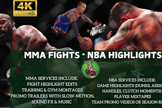 create sport video for nba highlight MMA youtube video
