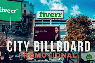 add your campaign and company name or brand, logo placed on these billboard ads