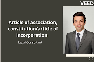 write, review legal article of association, constitution
