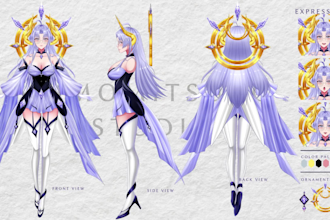 draw custom anime character sheet or reference sheet for vtuber and oc