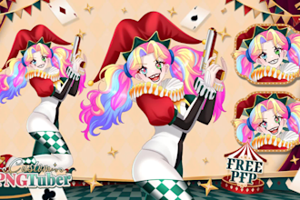 draw custom pngtuber model in anime style for your stream