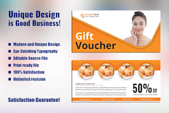 design gift card, gift voucher, gift certificate in 4 hrs