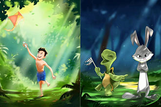 Review  draw cute children book illustrations