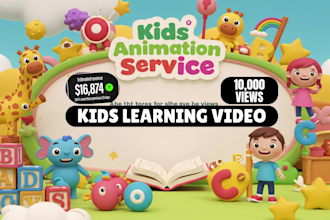 create engaging animation for kids, kids learning video for youtube monetization