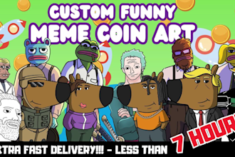 draw funny meme coin art for your memecoin  website and social media