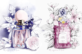 draw cosmetic beauty product illustrations for your brand