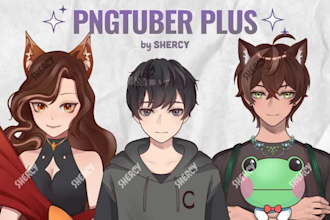 create pngtuber plus vtuber avatar in anime style