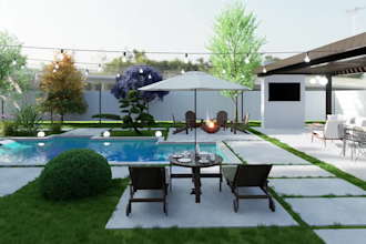 design your backyard landscape with realistic 3d rendering