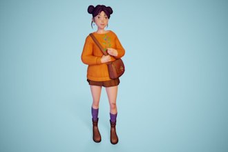create a cute stylized 3d character for games or animation