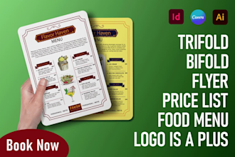 design salon, gym and restaurant menu, flyer, or price list
