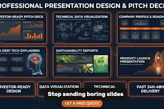 design professional pitch decks and technical presentations