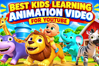 create best kids learning animation video for youtube, 3d kids video editing