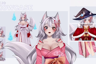 rig professional female 2d vtuber model, live2d model, vtuber commission
