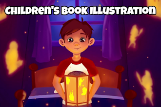create children story book illustration and book cover