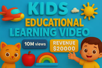 produce viral educational kids learning videos for youtube, animation for kids