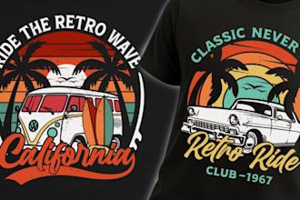 create custom retro vintage tshirt design with my style