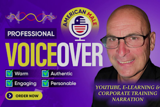 provide an american male voiceover for your video projects
