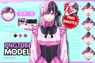 design a custom pngtuber or png tuber model for streams in anime style