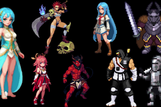 pixel art animation 2d sprite sheet character design game asset rpg game art