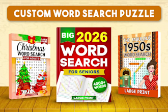 create custom word search puzzle activity book interior and cover for amazon KDP