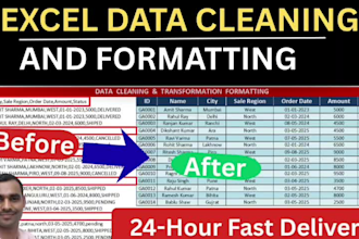 clean and format excel or CSV data